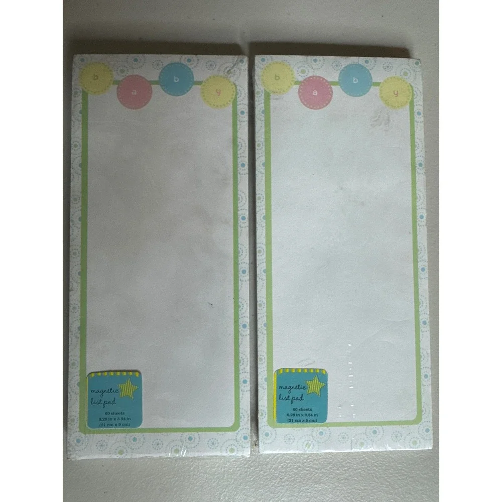 All in the Cards Baby Magnetic List Pad 2 Pack 60 Sheets Each Pastel 8.26x3.54in